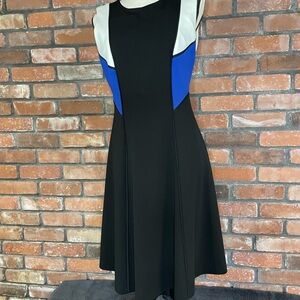 Tommy Hilfiger Black, Blue and White Knee Length sleeveless Dress